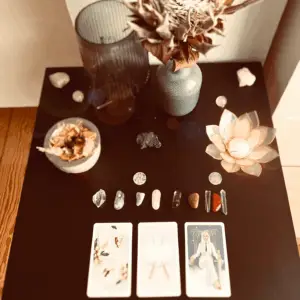 Fernreikibehandlung - Beispiel für die Begleitung mit Kristallen, Kartenimpulsen und Räucherwerk - Fernreiki und Bachblüten
